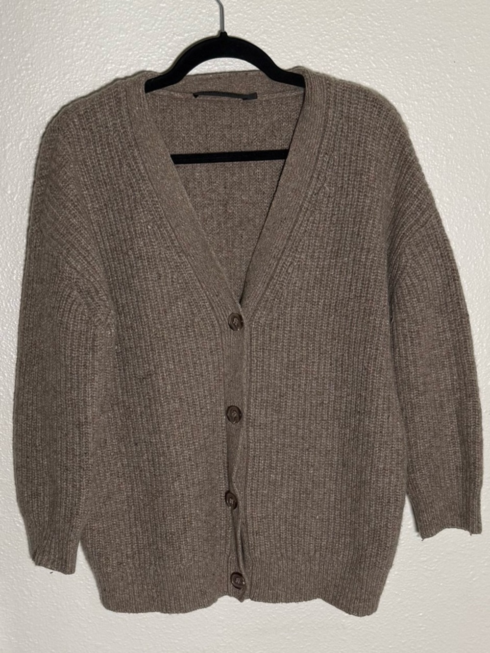 Jenni Kayne Cashmere Cocoon Cardigan Taupe Women's Small Academia Chunky Knit